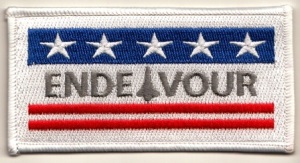 Embroidered Flag Patch for NASA Space Shuttle Endeavour, with stars and stripes, red, white and blue motif. 